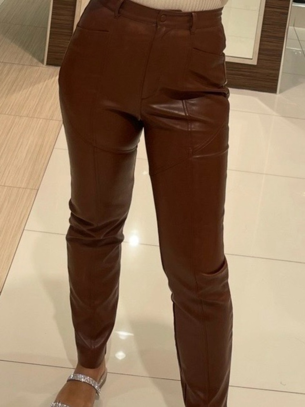 Aritzia rebel leather pants — Brown